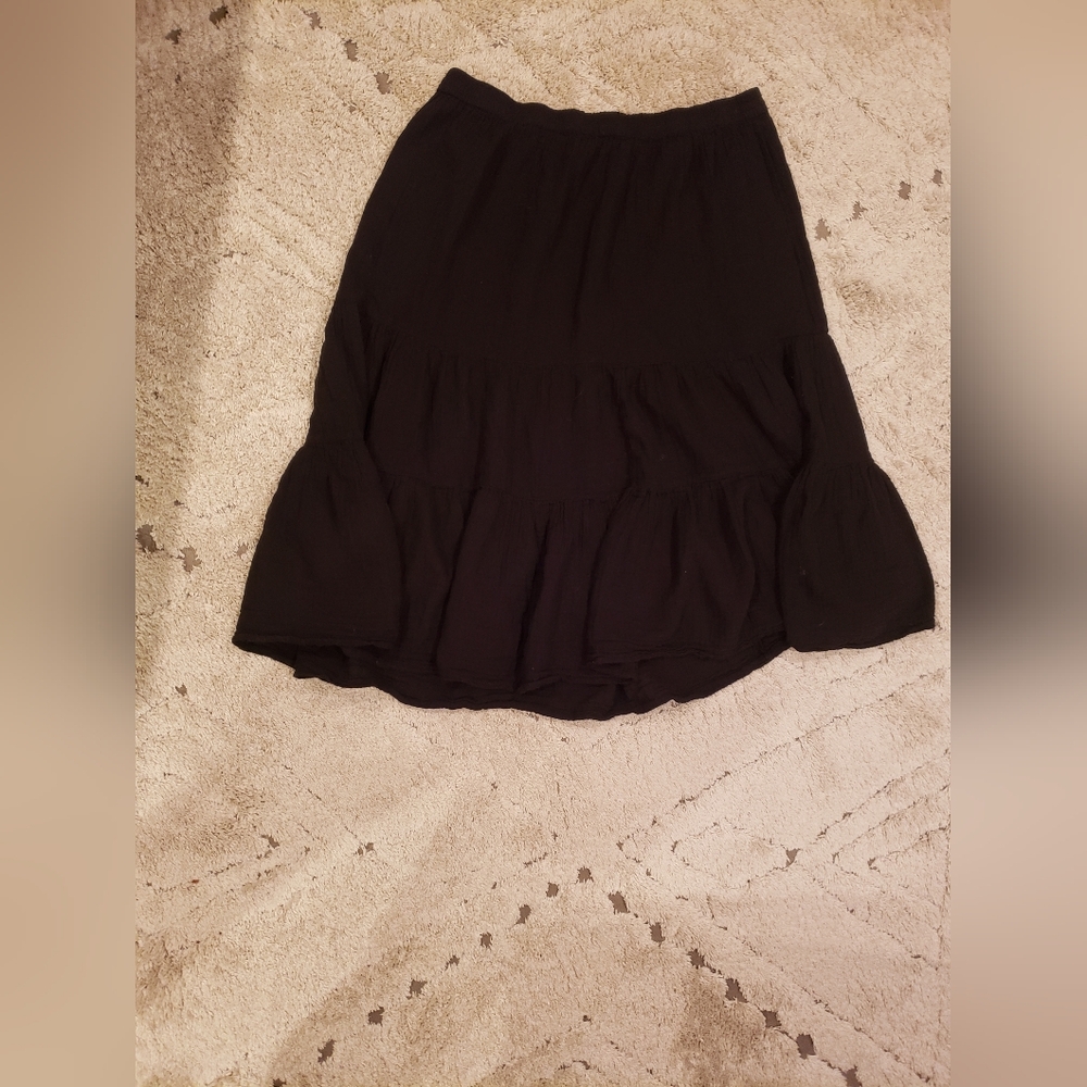 Sonoma Women's Black Tiered Long Midi Skirt Elastic Waist Size 2X
